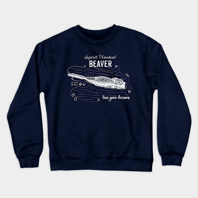 Spirit animal Beaver white Crewneck Sweatshirt by mnutz